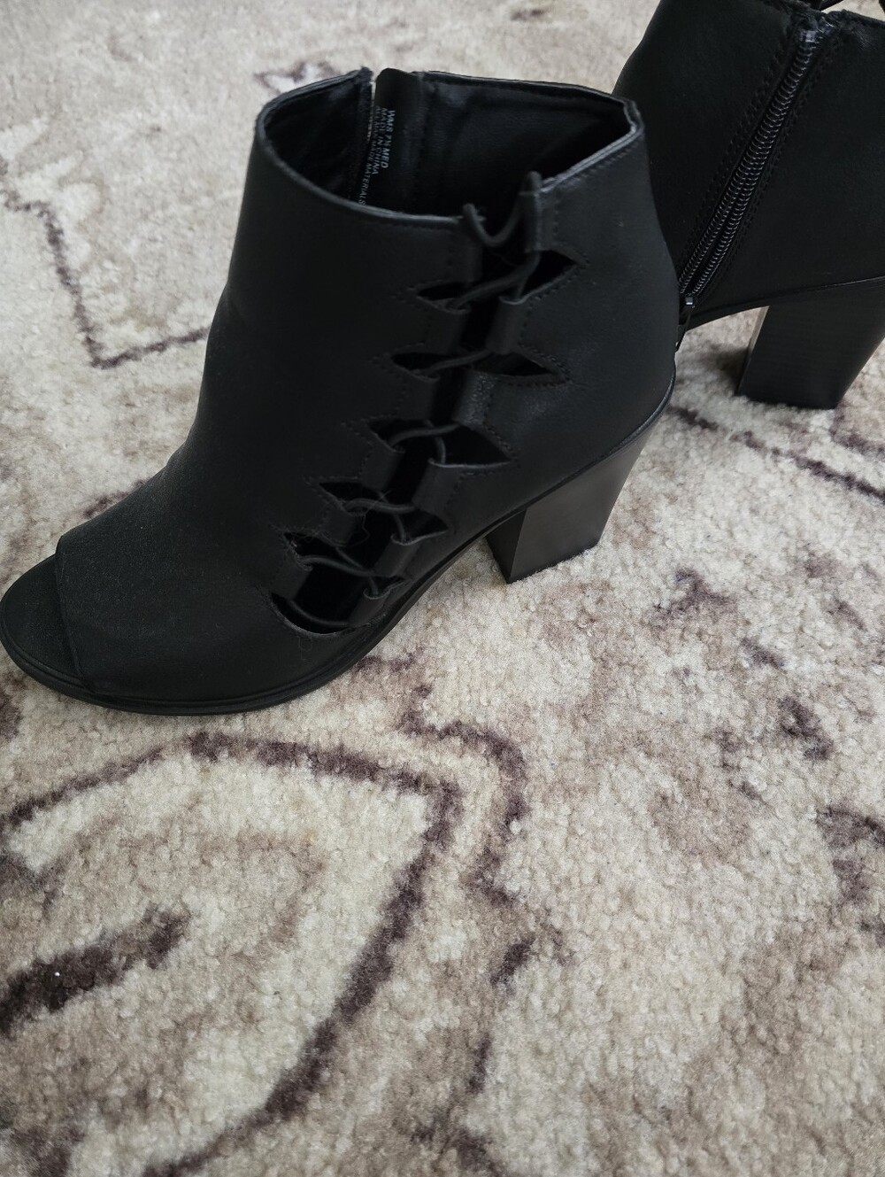 Kohl's Black Peep-Toe Block Heel Ankle Booties - Picture 2 of 3